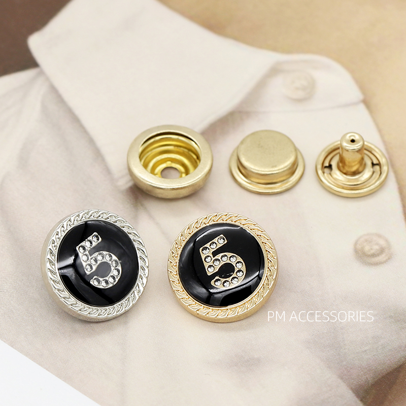 品铭小香风5字带钻按扣金属纽扣