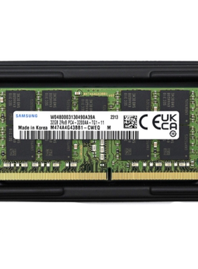 三星32G DDR4 3200 纯ECC SODIMM M474A4G43BB1-CWEQ笔记本内存条