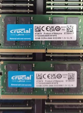 英睿达GT32G4S266M 32G DDR4 2666 2667MHz SODIMM笔记本内存CL19