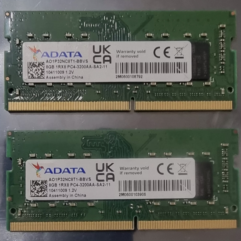 威刚AO1P32NC8T1 8G 1RX8 PC4-3200AA-SA2-11笔记本内存PC4-25600