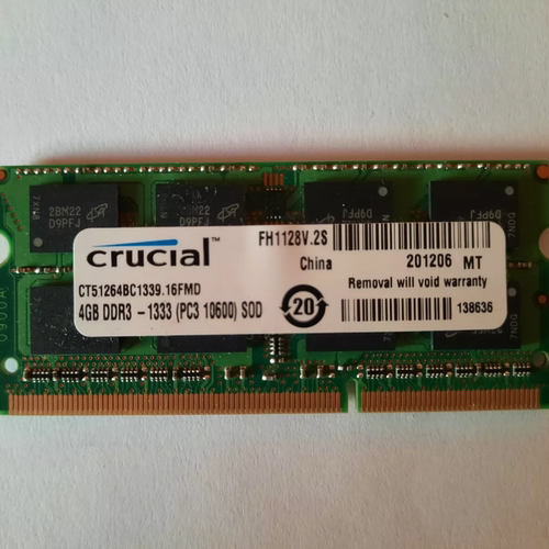 英睿达4G DDR3 1333 PC3-10600 SODIMM CT51264BC1339笔记本内存
