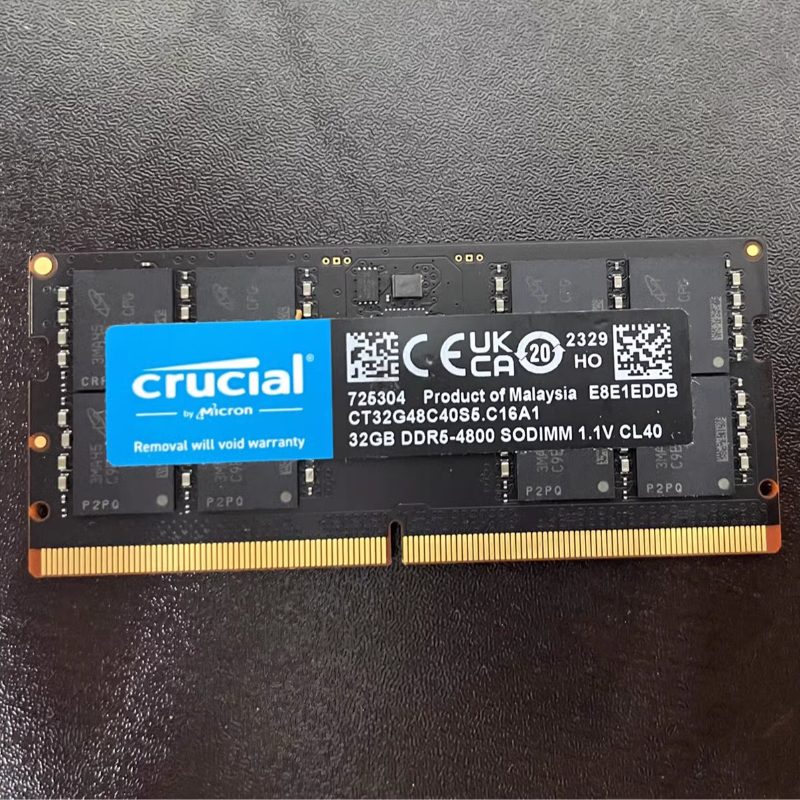 英睿达CT32G48C40S5 32G DDR5-4800 SODIMM 1.1V CL40笔记本内存