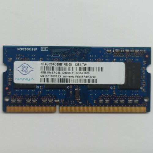 南亚易胜4G 1RX8 PC3L-12800S-11-12-B4 1600Hz SODIMM笔记本内存