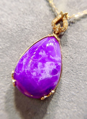 一图一物 售完下架 18k金钻石镶嵌紫樱花舒俱来吊坠女项链苏纪石