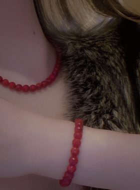 镇店之宝 一图一物 缅甸鸽血红红宝石项链 热粉色 5-8.5mm女