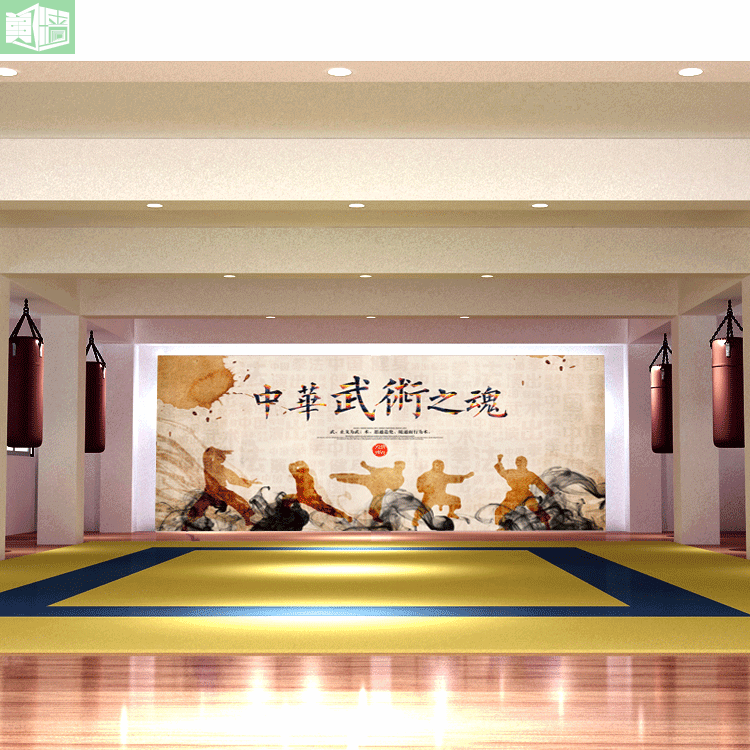 中国武术复古怀旧壁纸少林功夫墙纸武术馆武术培训学校壁画定制