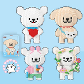 线条小狗拼装 玩具乐积木高串联微小颗粒拼图小学生益智儿童男女孩