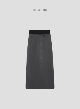 THESOONG/纸感轻薄 100%纯棉柔软透气线条感百搭中腰半身裙7192