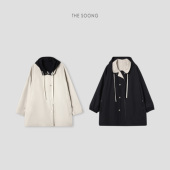 THESOONG 双面二合一风衣极简正反两穿连帽外套7547