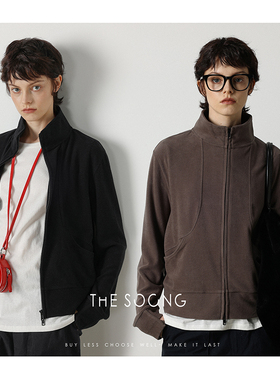 THESOONG/德绒开衫卫衣美利奴羊毛混纺锁温加绒2025新款小外套女