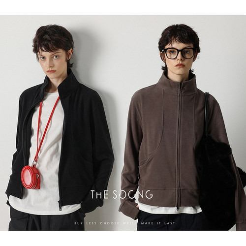 美利奴羊毛开衫德绒卫衣女