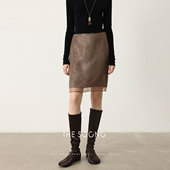 显身材爆款 THESOONG 早秋直筒优雅半身裙女拼接款 H型中腰HBQZ6930