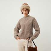 THESOONG 圆领复古2025HBMY7215 785g重磅秋冬针织毛线毛衣女长袖