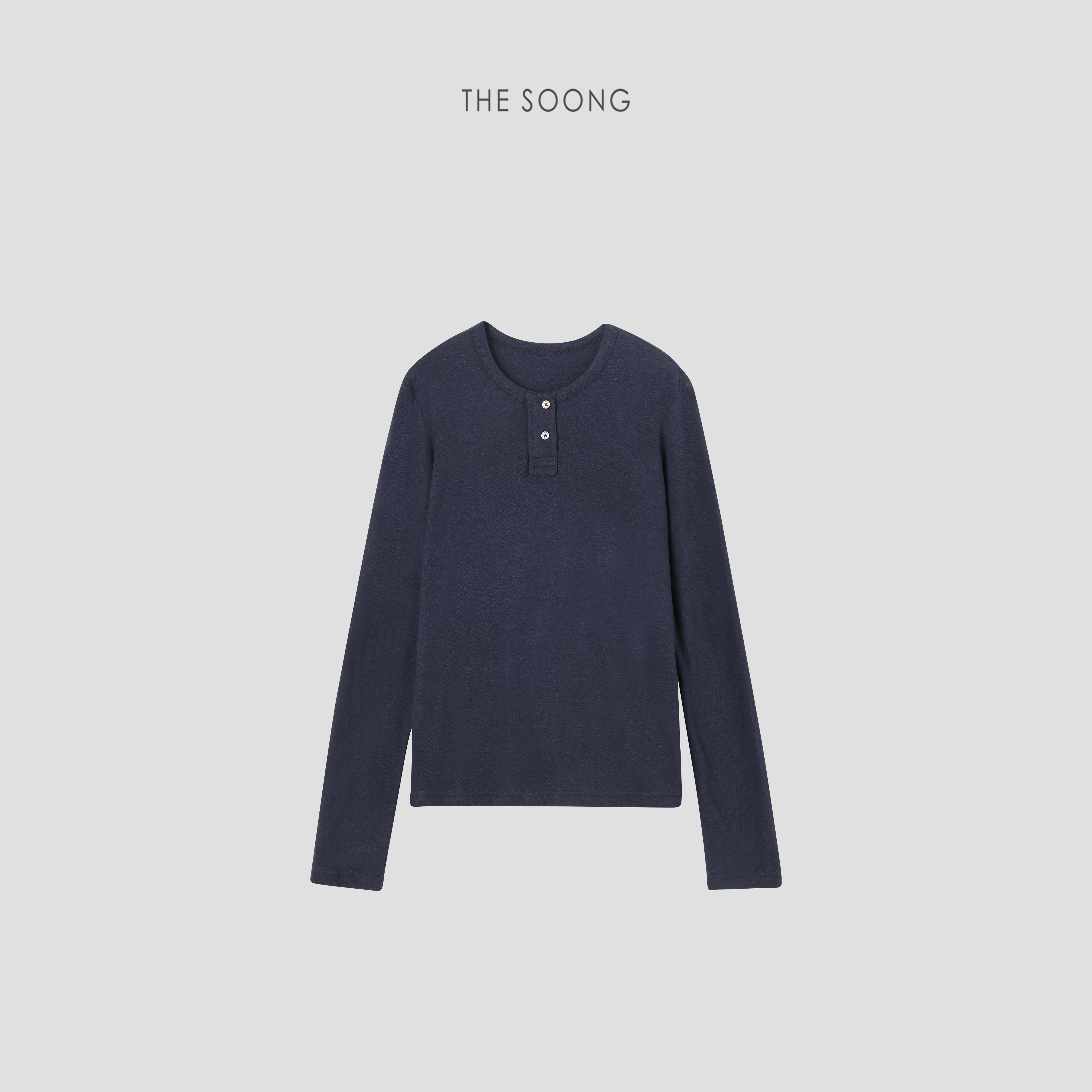 THESOONG亚麻圆领亨利衫