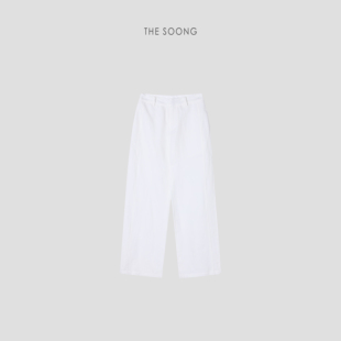 棉麻混纺透气舒适白色直筒百搭薄休闲裤 夏季 老钱Taste THESOONG