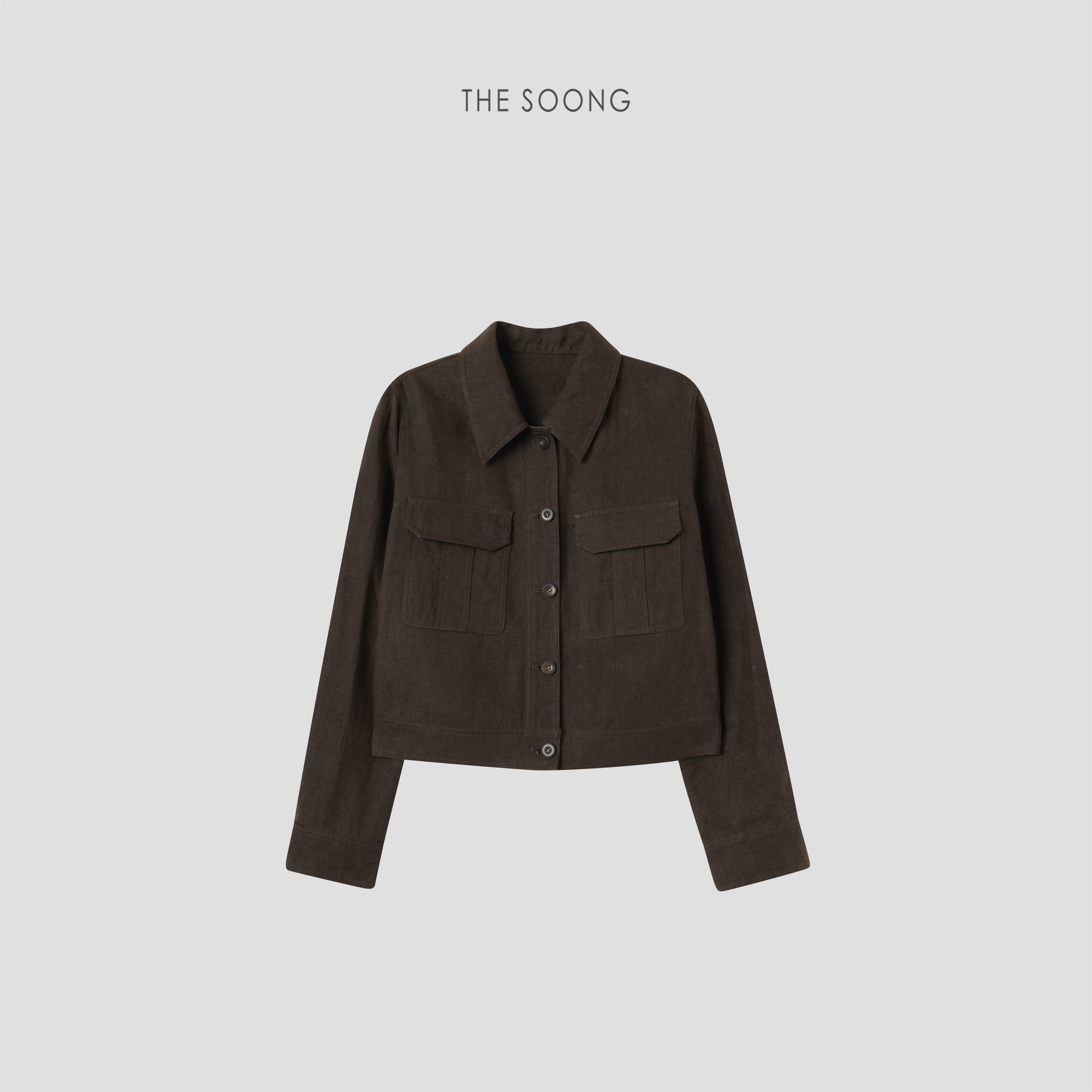 THESOONG亚麻廓形感翻领外套