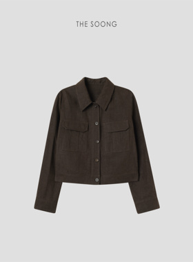THESOONG/奢感老钱 100%纯亚麻细腻呼吸感廓形翻领夹克外套女7643