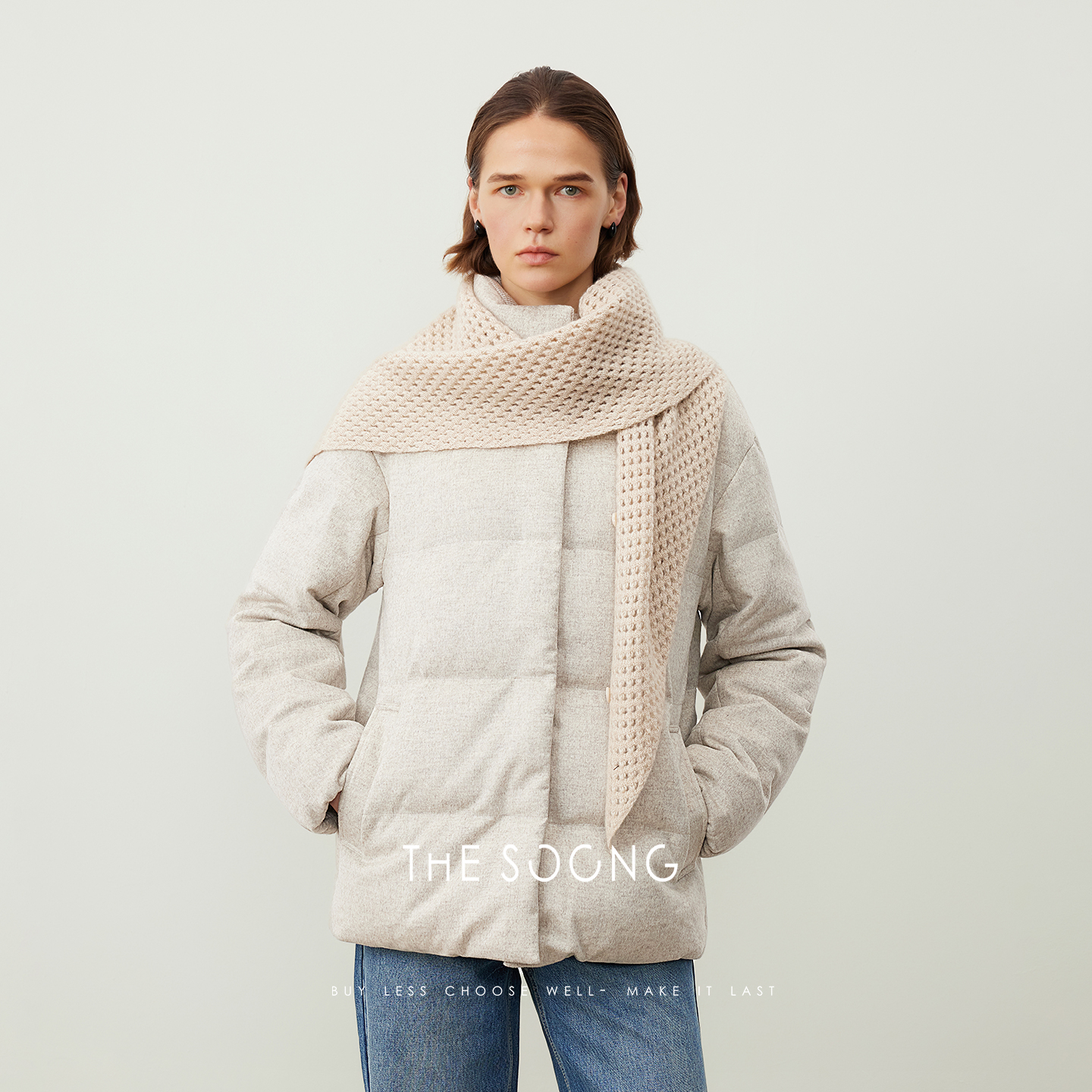 THESOONG/三星95白鹅绒秋冬保暖100%羊毛羽绒服女立领鹅绒服7558