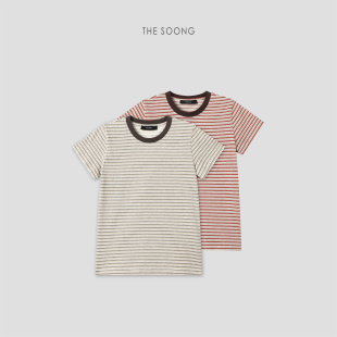 T恤女8456 100%纯棉撞色条纹透气肤感圆领短袖 THESOONG 假日条纹