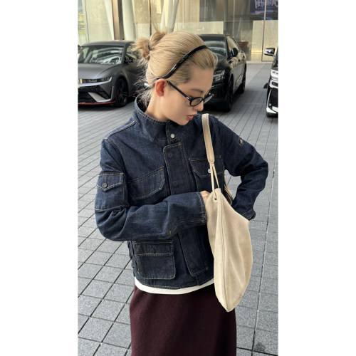 THESOONG/猎装丹宁 中古系列重工夹克工装牛仔外套女9483