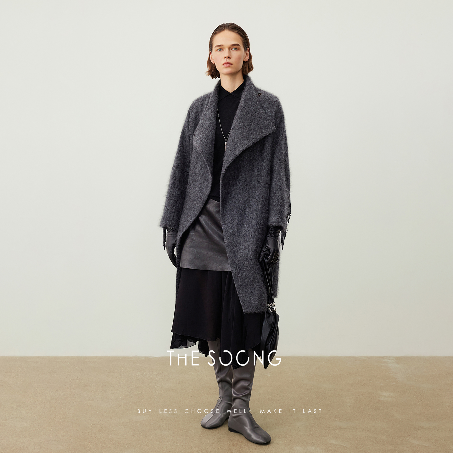 THESOONG/山羊绒外套女秋冬2025新款羊毛大衣女长款气质流苏7588