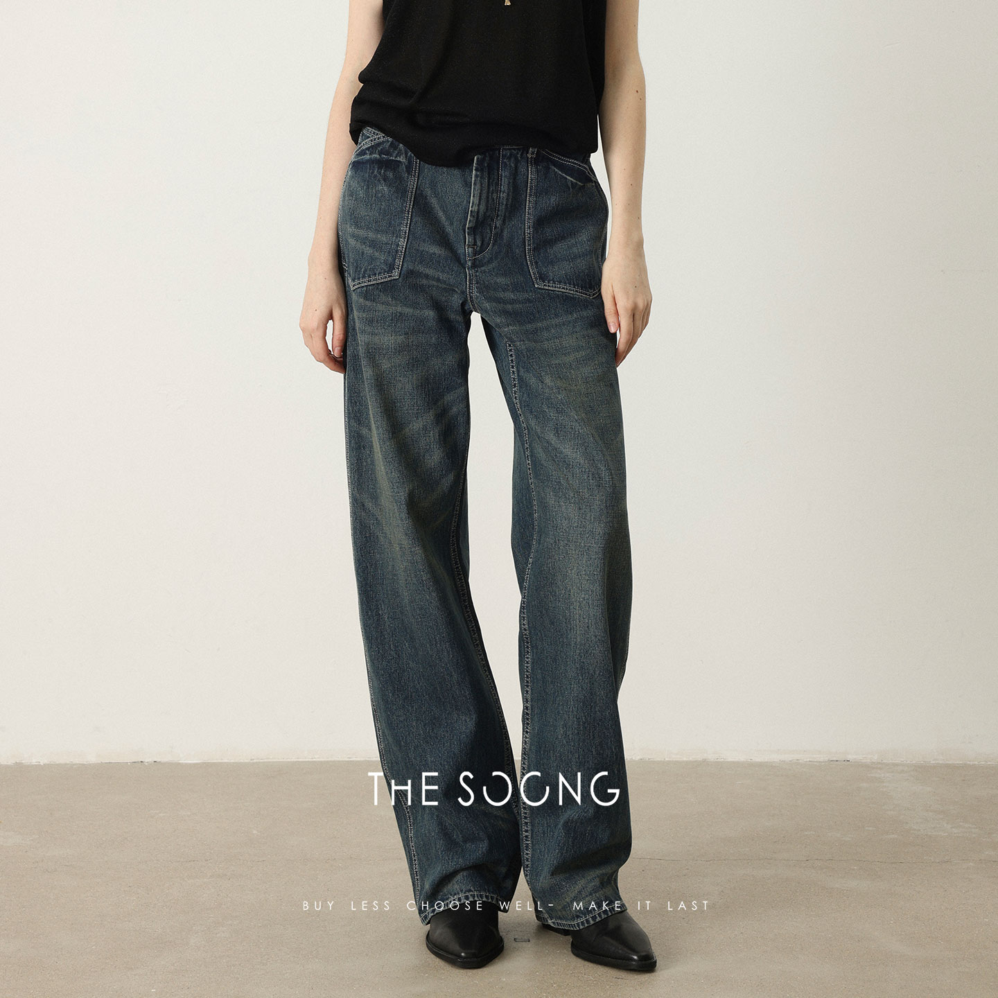 THESOONG纯棉中腰牛仔裤