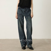 THESOONG冲沙裤 女6500 重工酵洗9.8安手工猫须无弹中腰拉链牛仔裤
