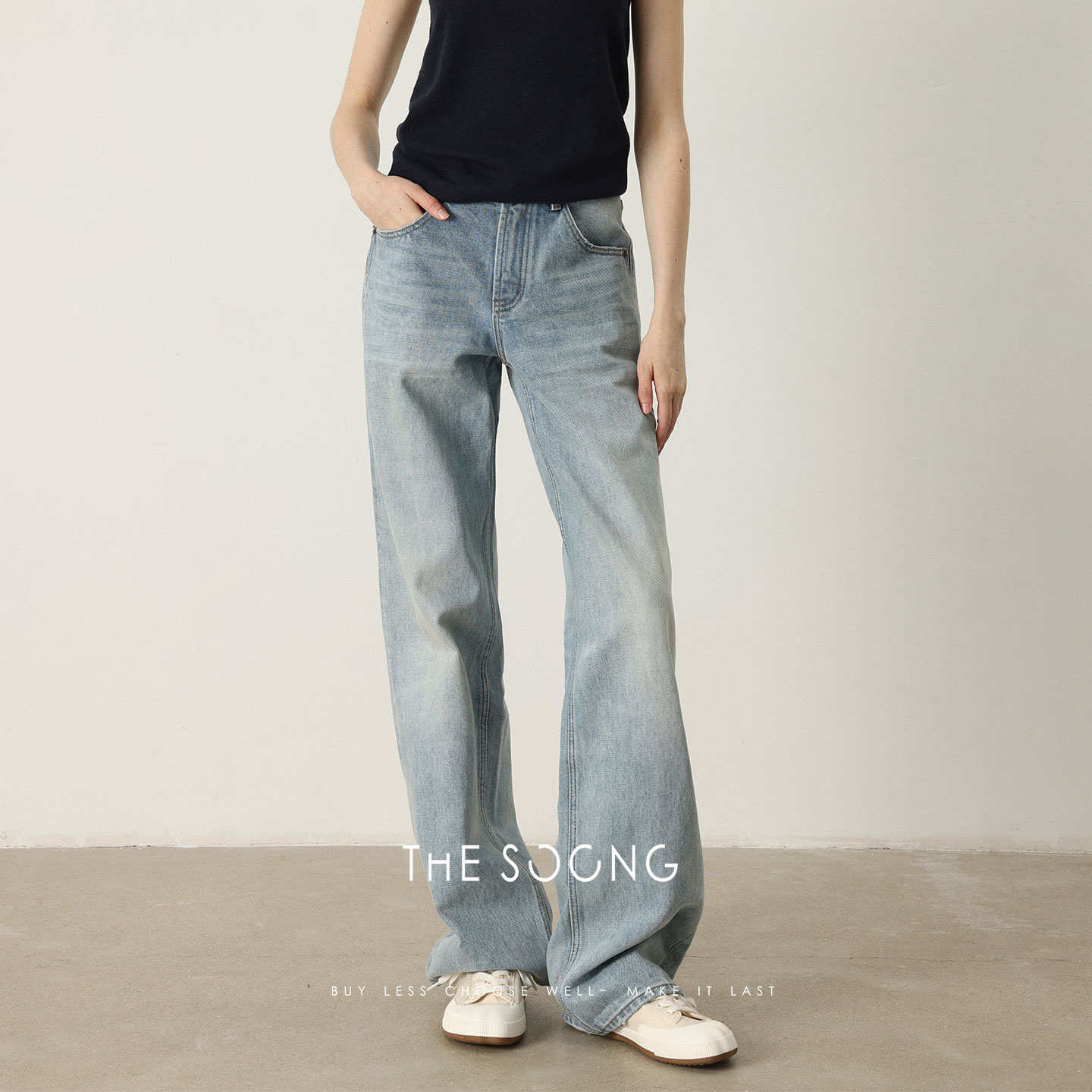 加厚直筒无弹牛仔裤女