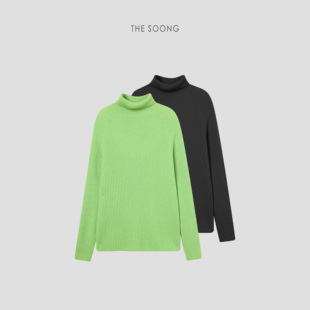 THESOONG 桑蚕丝羊绒羊毛亲肤裸感坑条高领毛衣女8222 邂逅温暖