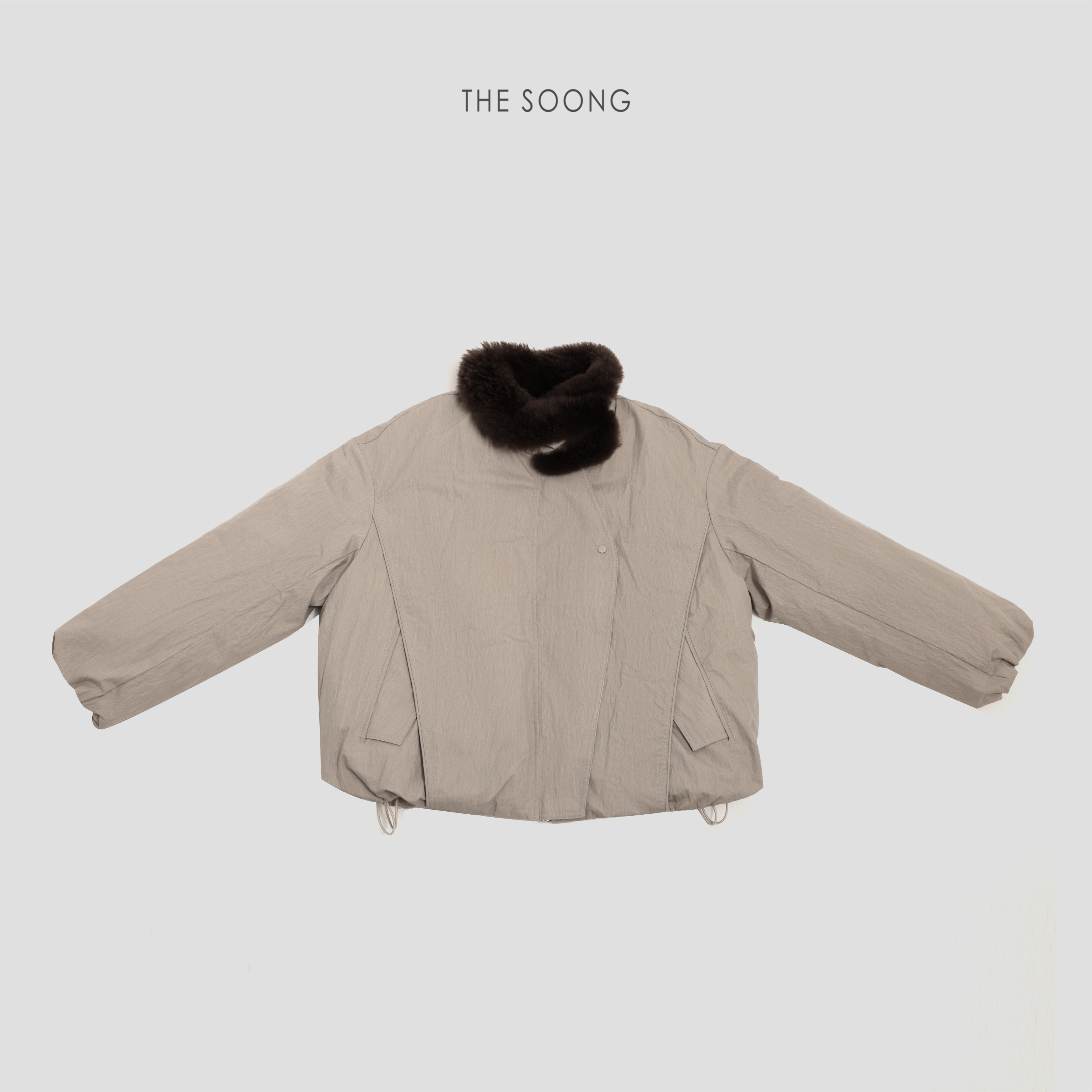 开司米纯山羊绒毛领羽绒服