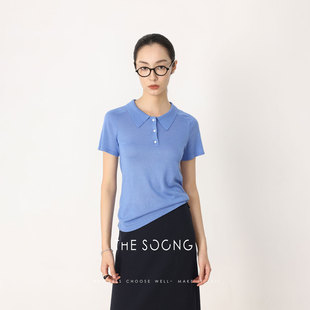 polo领T恤6539 山羊绒桑蚕丝延展性肌理感短袖 THESOONG 蓝调亨利