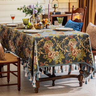 欧式餐桌桌布轻奢高级感家用长方形客厅茶几台布布艺美式2025新款