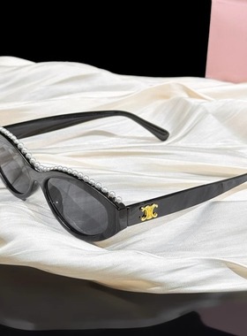 凯旋门珍珠墨镜女椭圆猫眼太阳镜