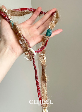 个性百搭布艺串珠项链女挂脖配饰