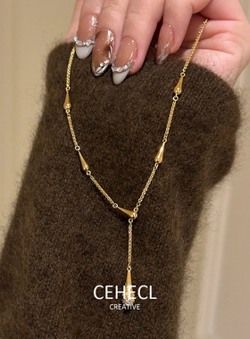 金色水滴小蛮腰项链女百搭锁骨链