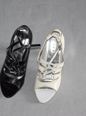 时尚高跟头层牛皮女凉鞋里外真皮漆皮凉鞋甩卖清仓2C9714