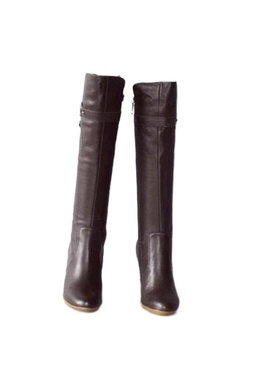 商场撤柜头层牛皮长筒女靴侧拉链圆头高跟上下全皮秋冬靴 1765305