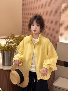 夹克外套上衣女 气质简约宽松百搭立领拉链短款 26032春夏新款 韩版