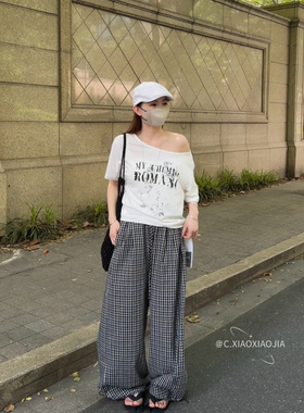 1131夏季新款韩版气质百搭休闲宽松大版显瘦斜肩短袖T恤上衣女潮