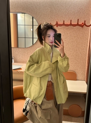 26003春季新款韩版气质百搭立领显瘦工装风衣外套女休闲时尚上衣