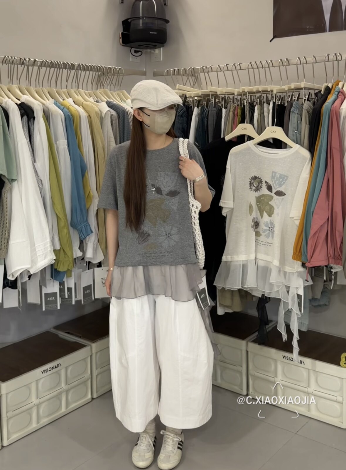 5708欧货荷叶花边拼接不规则短袖T恤女夏季新款韩系宽松显瘦上衣