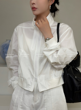 57030夏季韩版宽松小个子长袖休闲防晒立领外套女短款夹克上衣潮