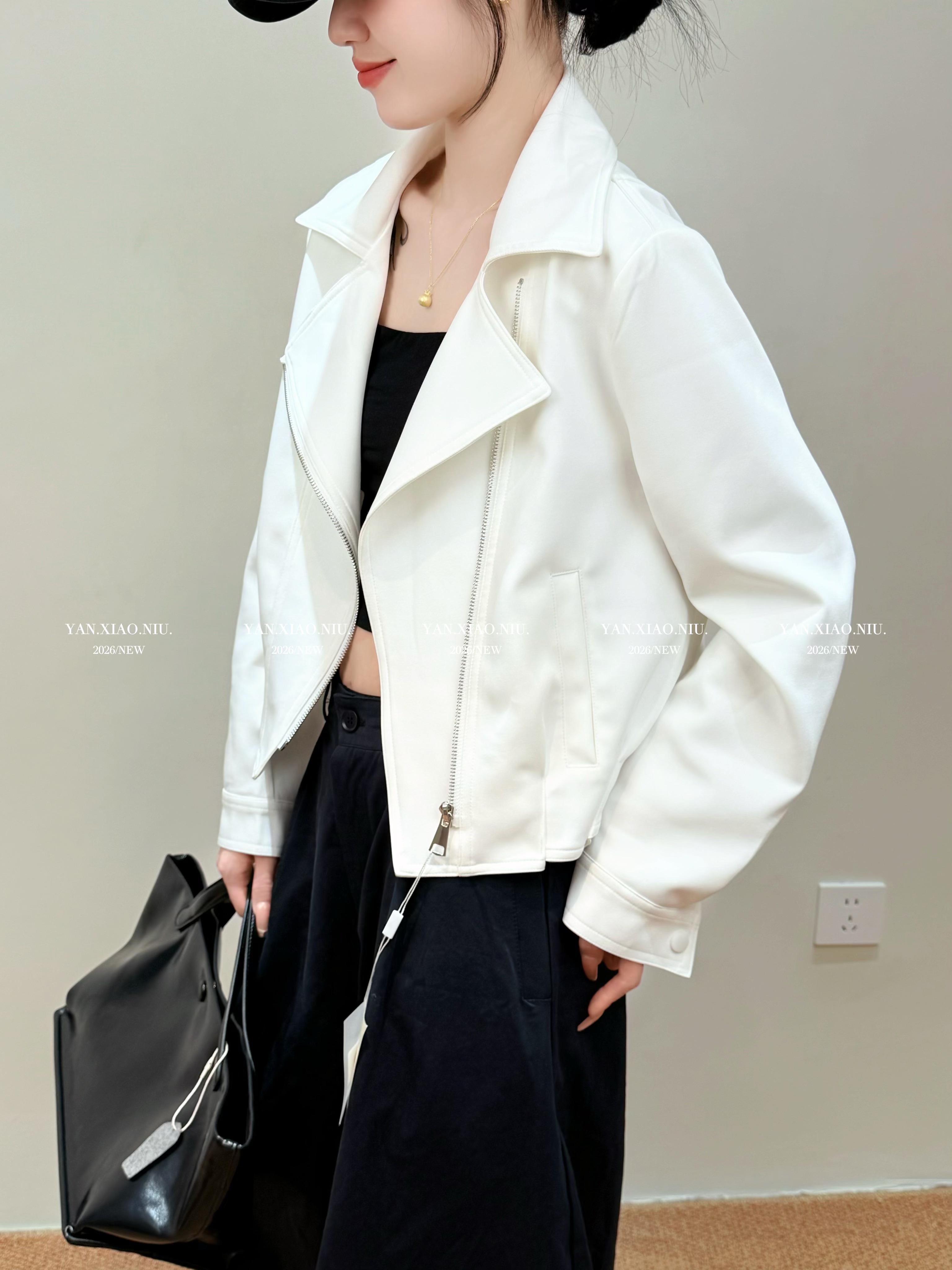 97003春季新款韩版气质百搭休闲显瘦短款翻领机车短款外套上衣女