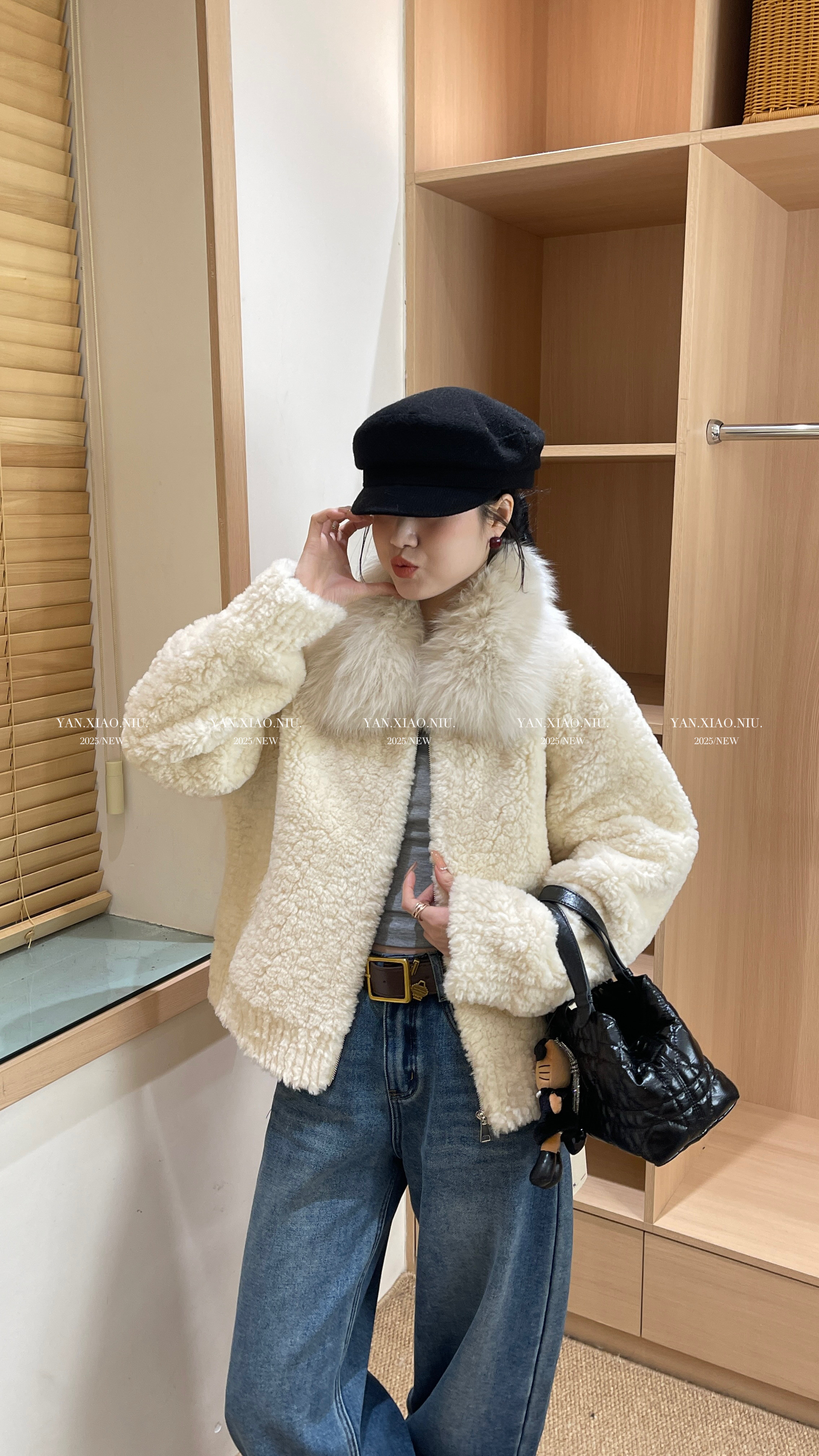 27683冬季韩版气质百搭显瘦真毛领拉链设计感羊羔毛皮毛一体外套,女装/女士精品,短外套,淘宝优惠券,粉丝福利购,淘宝优惠卷