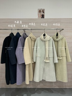 612 毛呢外套 2配围巾韩系气质百搭宽松显瘦双面羊毛大衣过膝长款