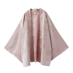 袁落落/女装 提花日系复古改良和风中长款外套开衫小振袖羽织