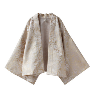 袁落落/女装 日系复古改良和风短款外套开衫宽袖羽织春秋