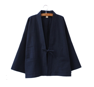 袁落落原创设计改良复古禅意肌理皱棉麻和服开衫外套长袖道袍 4色