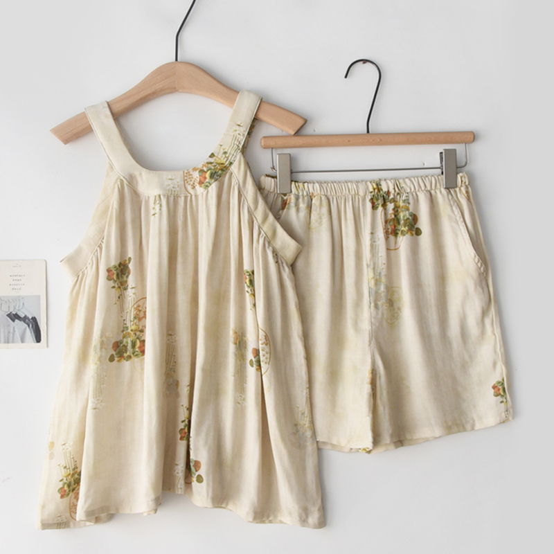 女竹纤维中式国风夏季吊带短裤