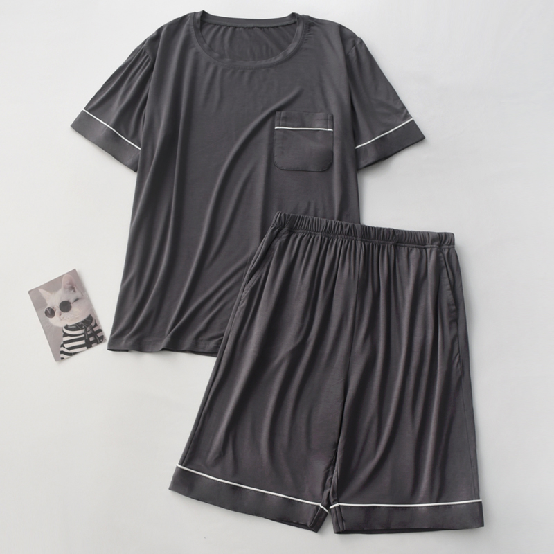 纯色简约套头睡衣男士夏季弹力莫代尔短袖短裤家居服套装可外穿,女士内衣/男士内衣/家居服,睡衣/家居服套装,淘宝优惠券,粉丝福利购,淘宝优惠卷